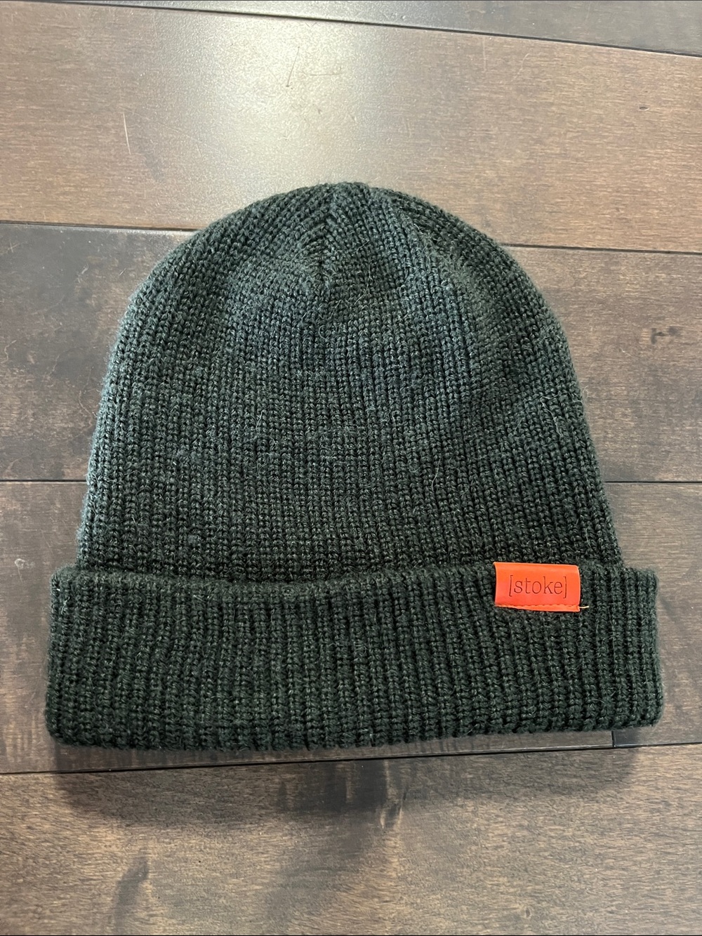 Stoke Forest Green Ribbed Knit Cuffed Beanie - 30% Wool Blend